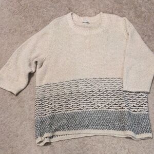 J. Jill Men's Crewneck Sweater - Cream and Gray
